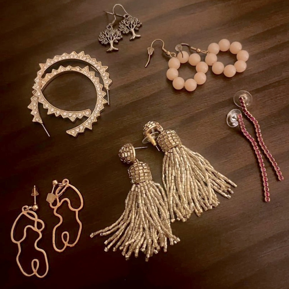 Lot of Earrings- Sun, Trees, Woman, Rhinestone Dangle, Holidays